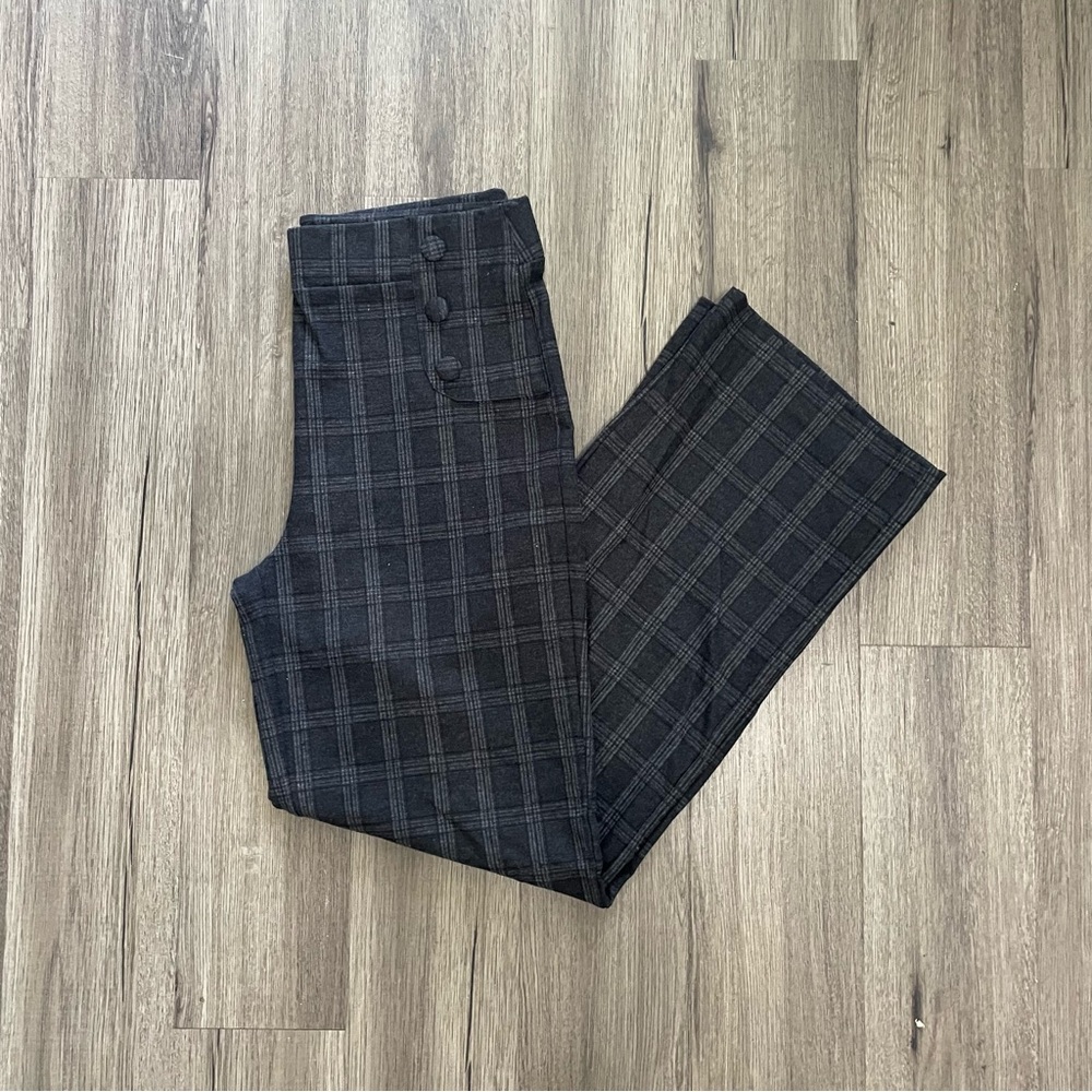 High Waisted Wide Leg Plaid Pants